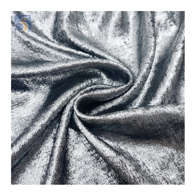 Luxury Glossy Shiny Satin Velvet Fabric for Party Dress Gold Silver Foil Shining Polyester Velvet Chiffon Fabric - 图片 6