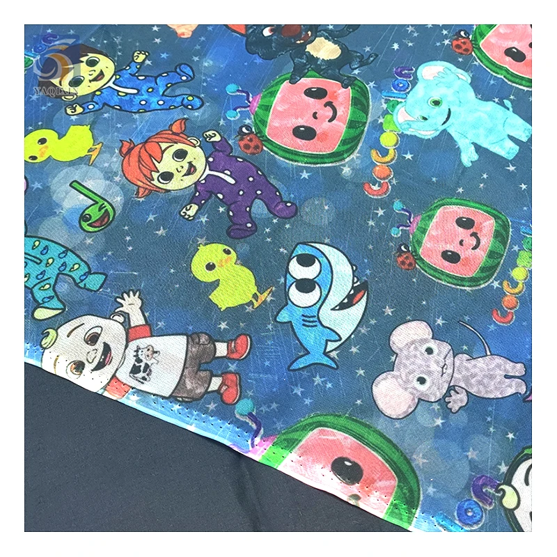 New American-style Children's Clothing Mesh Fabric Pro-skin Soft High Quality Marine Shark Cartoon Fabric - 图片 5