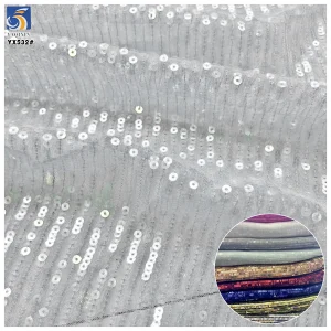 YX532 High Quality Micro-Stretch Mesh Stripe Transparent 3MM Sequin Knit Fabric