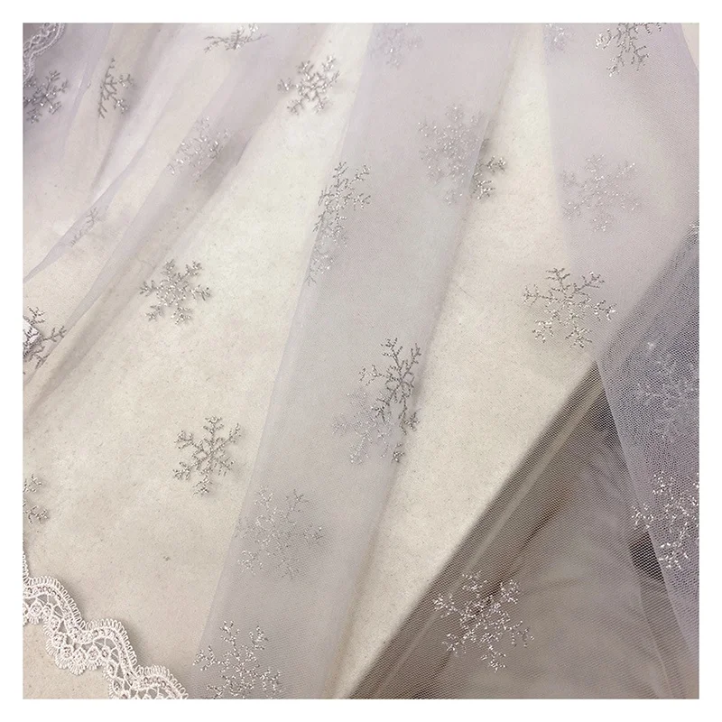 Wholesale Pink Soft Tulle Snowflake Glitter Mesh Tulle Fabric for Christmas Decors - 图片 5