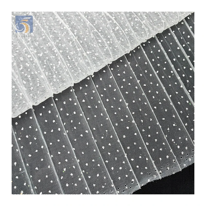 Wholesale Prices Polyester Crepe Pleated Tulle Silver Sparkle Glitter Tulle Mesh Fabric for Wedding 5 Yards - 图片 4