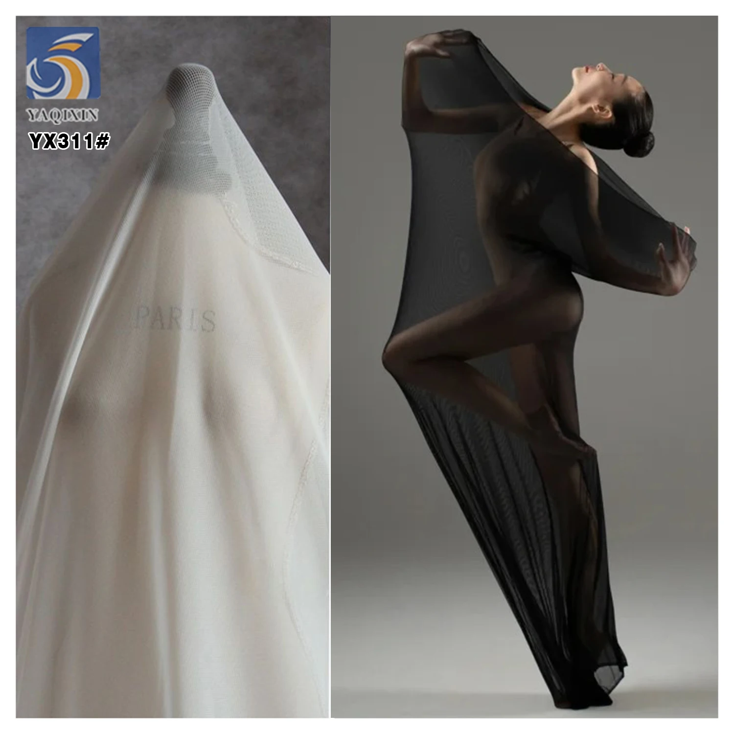 YX311 Ready-made Available Breathable 92 Polyester 8 Spandex Korean Mesh Stretch Fabric for Lining Bottoming Shirt - 图片 3
