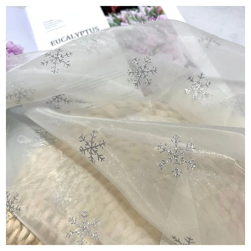 Wholesale Pink Soft Tulle Snowflake Glitter Mesh Tulle Fabric for Christmas Decors - 图片 6