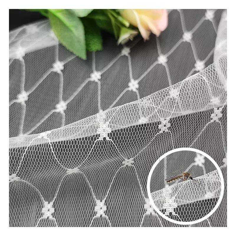 Wholesale White Soft Tulle Mosquito Netting Fabric Polyester Mesh Jacquard Fabric