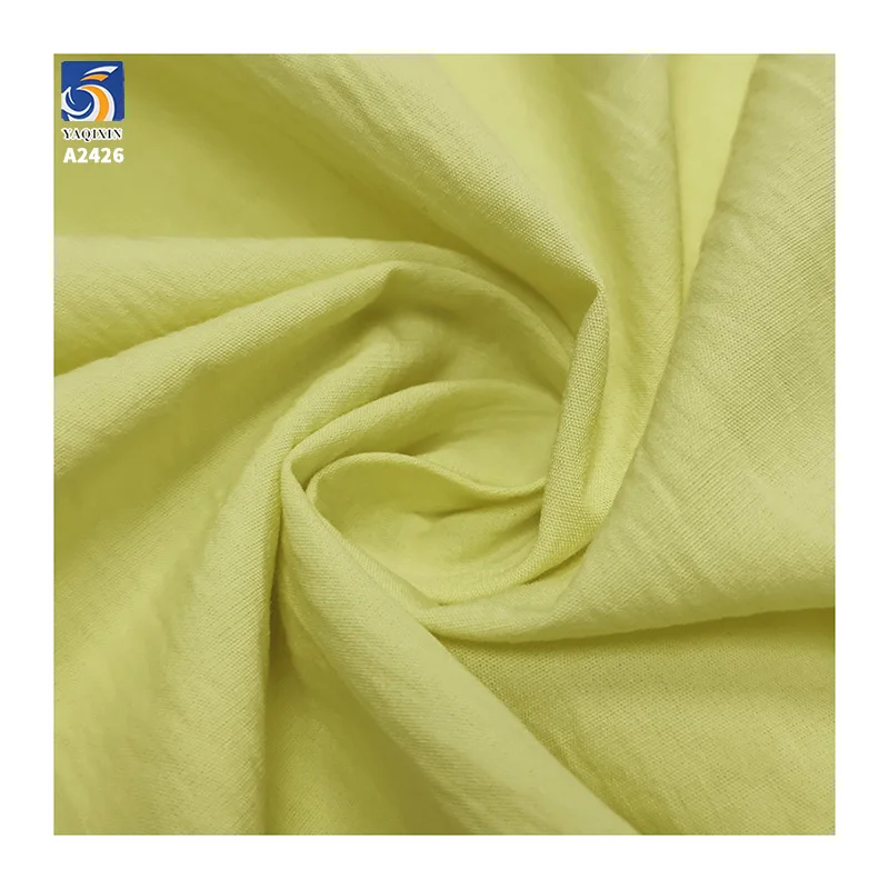 A2426 100g/m² Lightweight Sea Salt Cotton Washed Wrinkled Dress Fabric 90% Cotton 10% Nylon Plain Poplin Fabric for Dress - 图片 4
