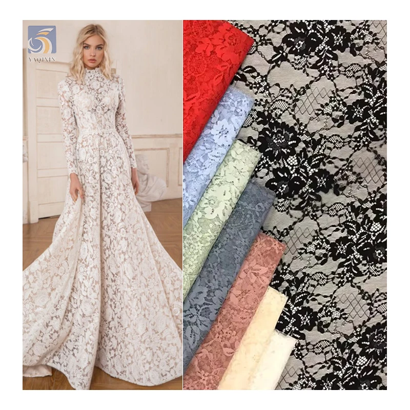 YX2600 Personalized Wholesale Price Chantilly Lace Fabric Eyelash Woman Red Lace Dress Fashion Lace Fabric