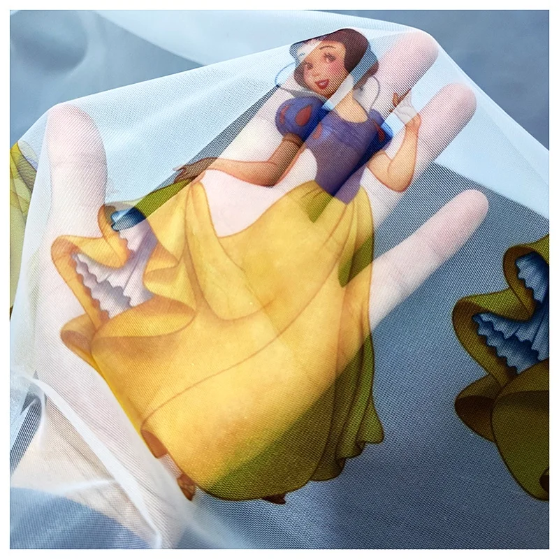 Hot 100% Polyester Snow White Princess Printed Tulle Fabric for Children's Dress - 图片 3