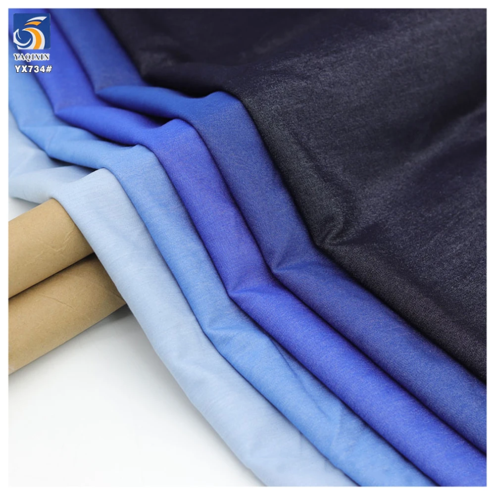 YX734 170gsm Sky Blue Woven 50% Polyester 50% Rayon Denim Fabric for Shirt Jeans High Quality Denim Fabric - 图片 3