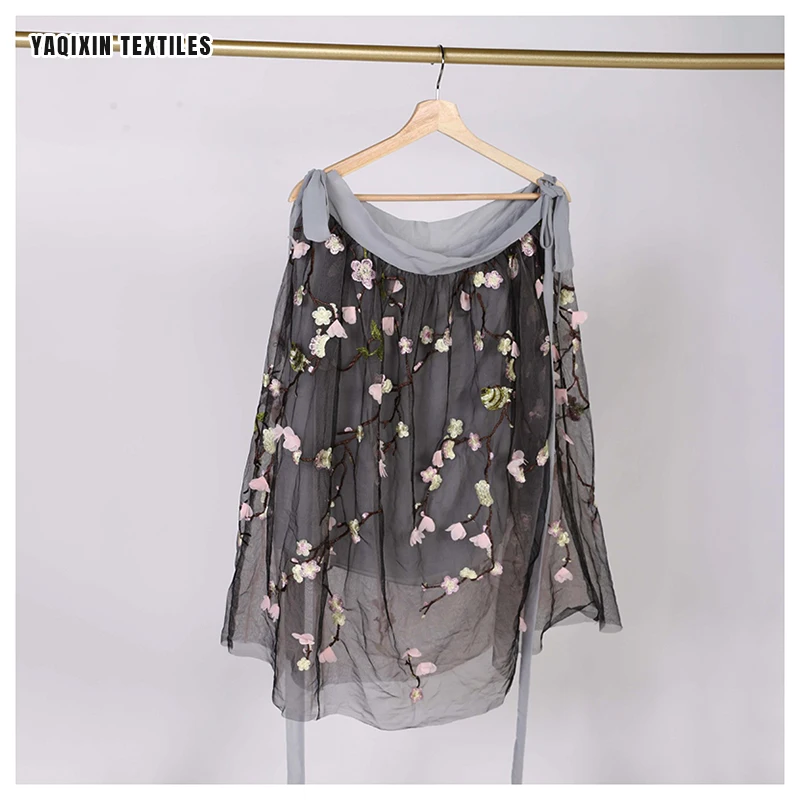 China Wholesale Multicolor 3D Flower Mesh Embroidered Lace Fabric Material New Arrival Dress Clothing Textile - 图片 6