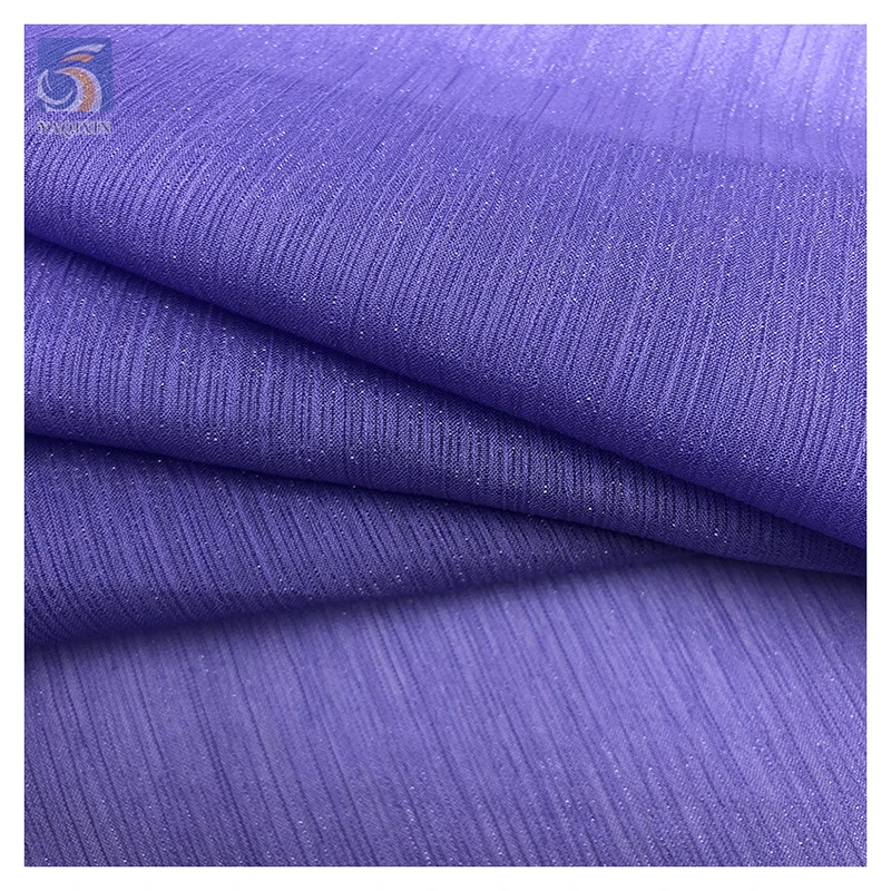 Cheap Prices 100% Polyester Wrinkled Chiffon Fabric Non-Stretch Plain Poly Bright Silk Crepe Fabric by the Yard - 图片 4