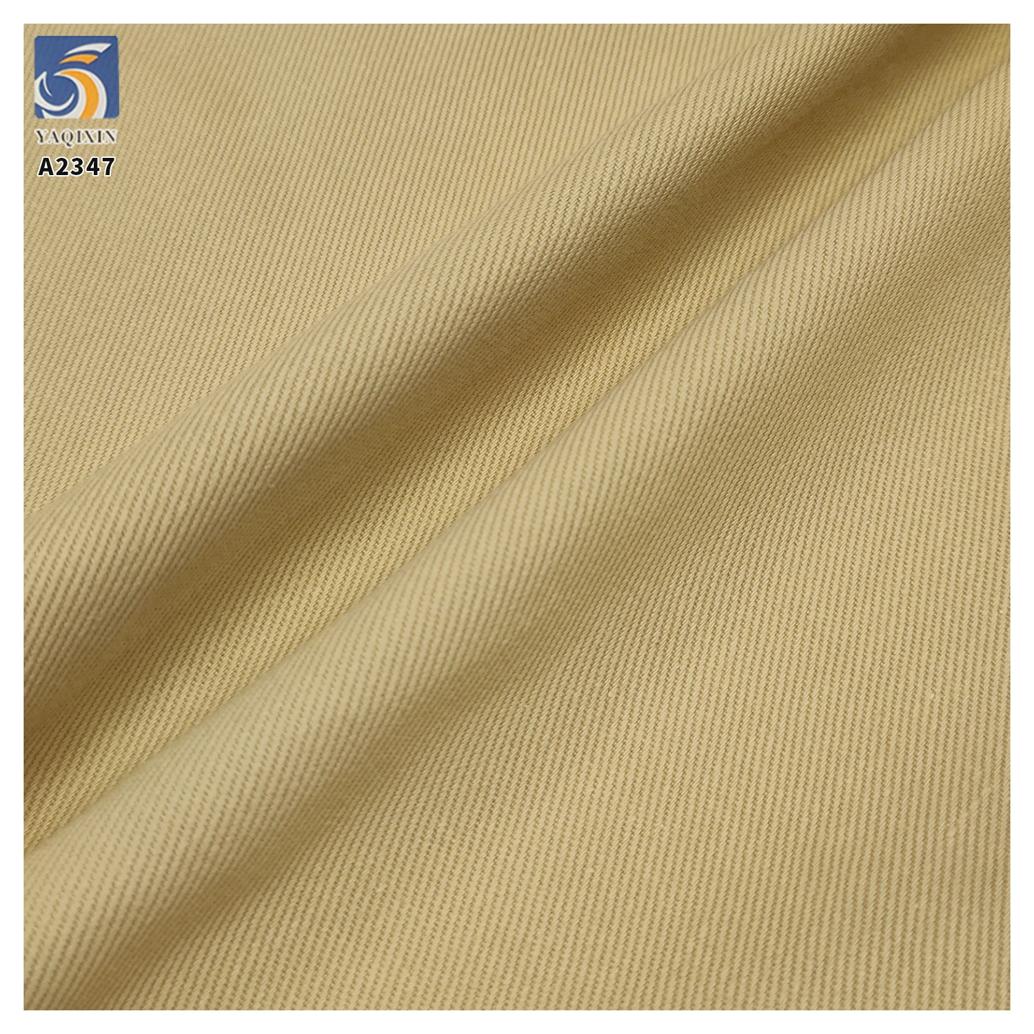 A2347 Good Quality 320gsm 7X7 100% Cotton Thick Twill Fabric Super Soft Thick Right Khaki Twill Washed Cotton Fabric - 图片 4