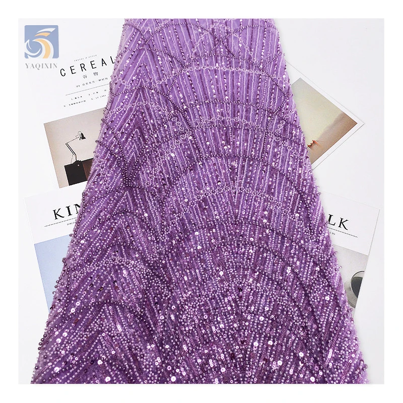 Luxury Lace Fabric 2024 Novel Design Golden Supplier Sequence Sequin Shiny Glitter Crystal Lace Fabric for French - 图片 6