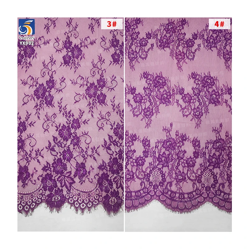 YX902 New 2025 Design Sky Blue Polyester Elegant Eyelash Lace Fabric for Home Textiles - 图片 6
