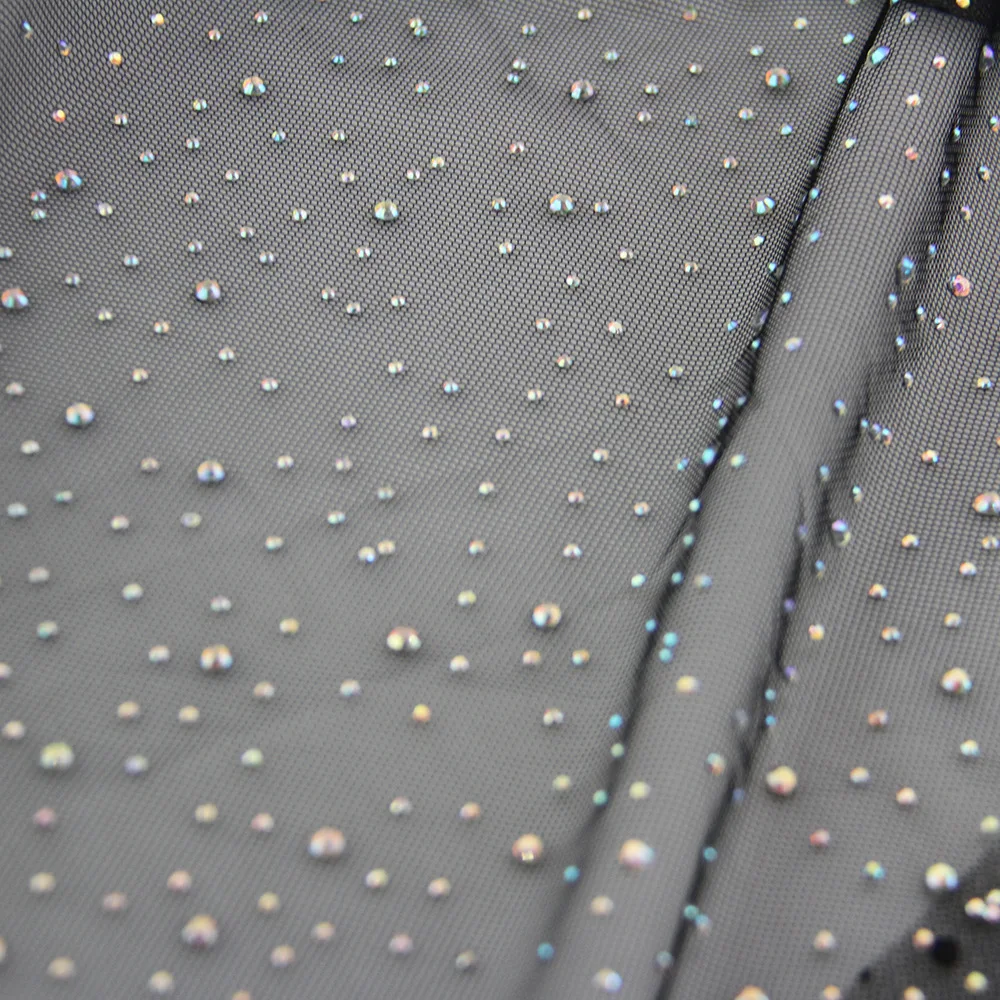 YX725 Custom Printed Galaxy Universe 4 Way Stretch Fabric With Stones for Clothing Dress Spandex Stretch Print Mesh Fabric - 图片 2