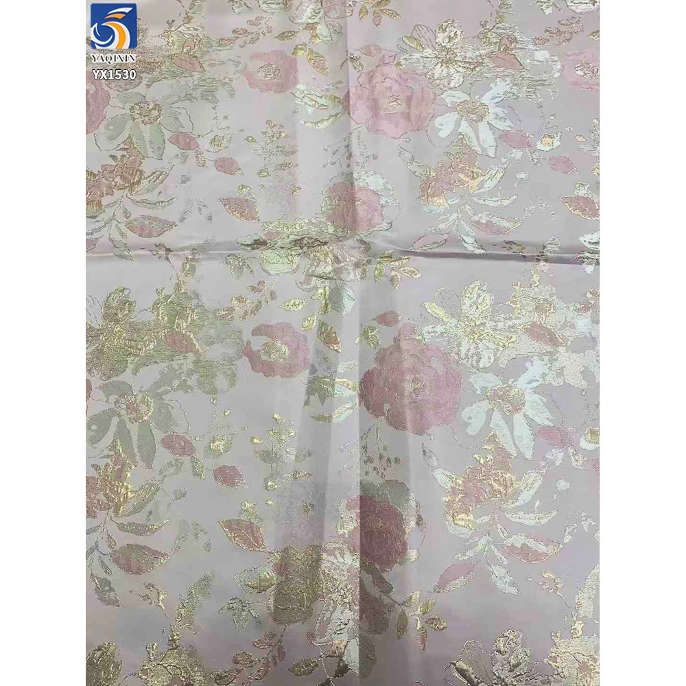 YX1530 Elegant Floral Metallic Yarn Dyed Brocade Fabric for Qipao and Mamian Skirt - 图片 3