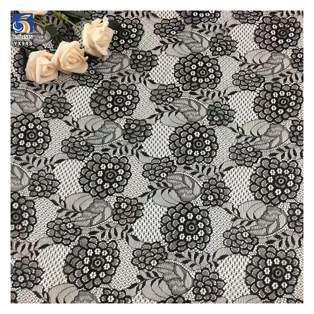YX948 Non-Stretch Chantilly Lace Fabric With Flowers Embroidery Valentine's Day Romantic French Rose Lace Dress Fabrics Textiles - 图片 3