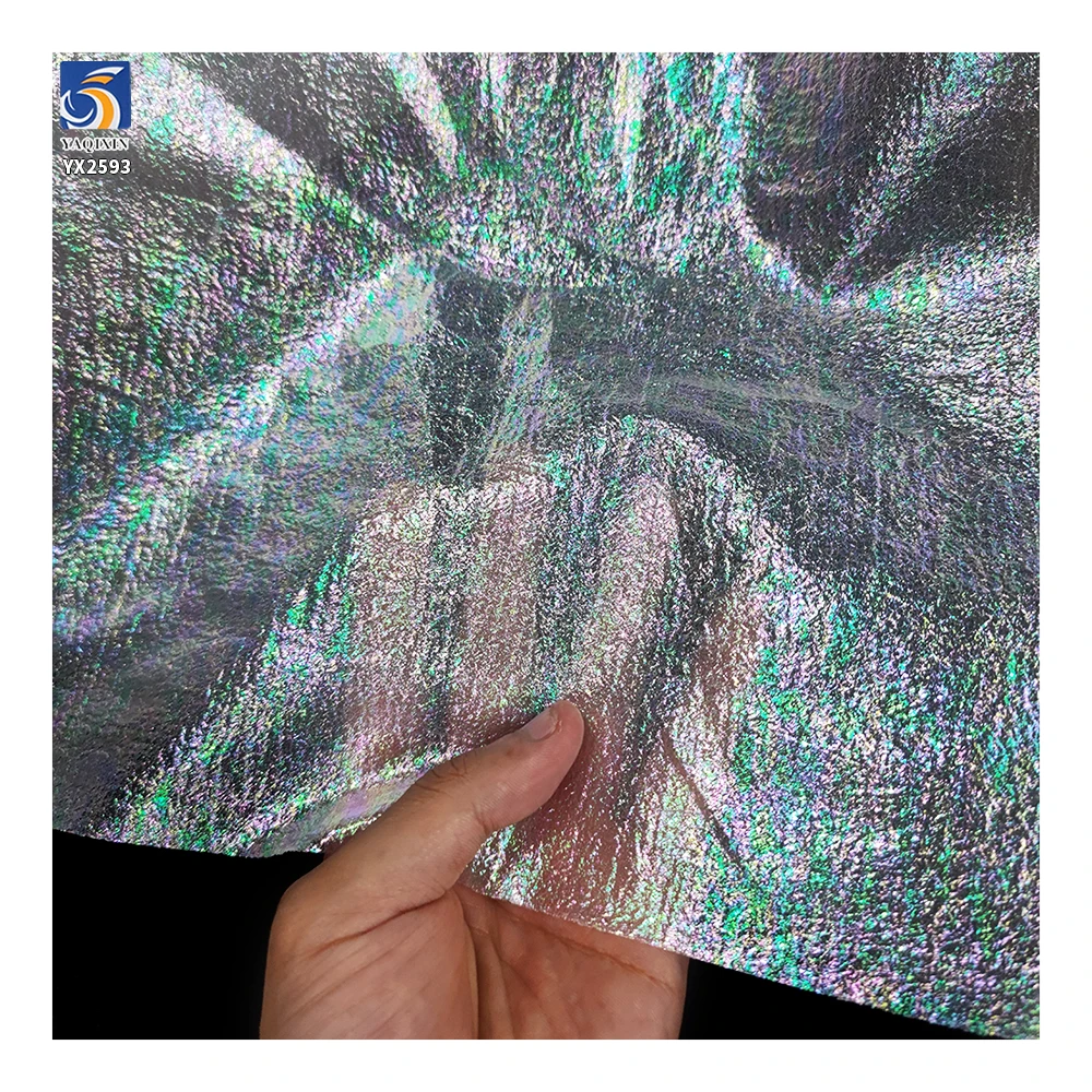 Wholesale Prices Polyester Shiny Sheer Bubble Organza Fabric Roll Metallic Glossy Iridescent Organza Colors Fabric - 图片 3