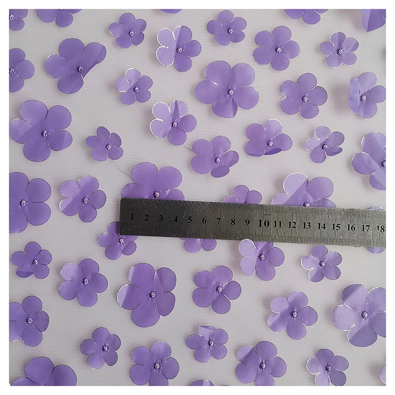 Beautiful Women 3D Embroidery Lace Fabric Floral Tulle Embroidered Fabric for Fashion Skirt - 图片 4