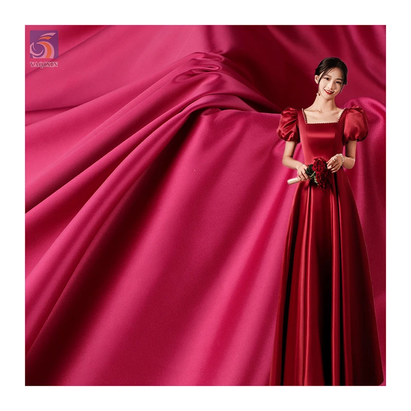 YX27 95% Polyester 5% Spandex Stretch Matte Satin Fabric 180gsm Poly Duchess Satin Fabric Bridal - 图片 3