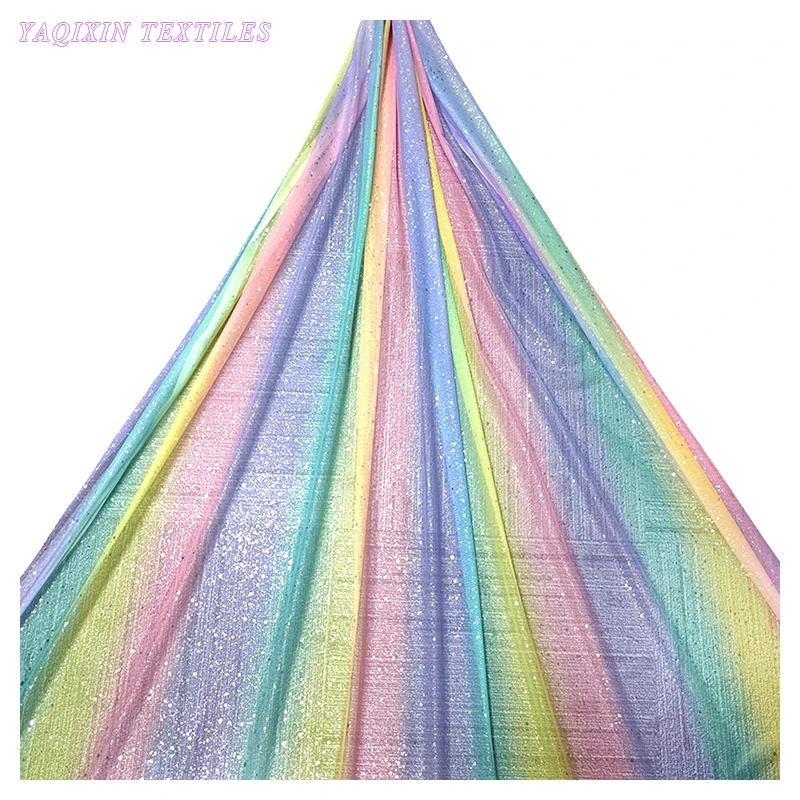 YX2035 YAQIXIN Silk Tulle Netting United States Fabric Children's Dresses Poncho Rainbow Tulle Fabric - 图片 4