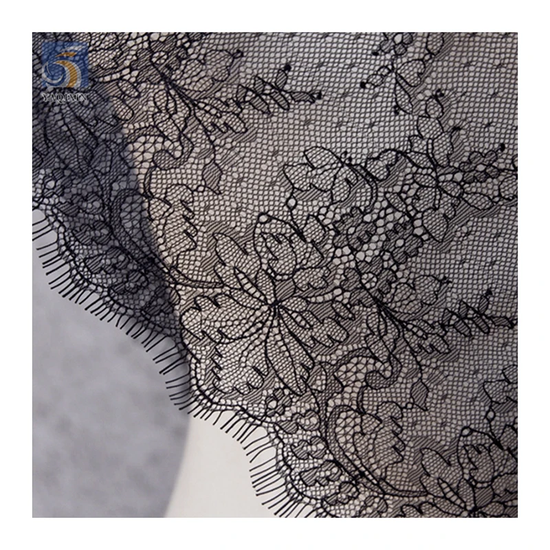 YX2633 Custom Wholesale Price African Lace Fabric Bridal 2024 New Polyester Eyelash Lace Fabric Knitted 3M*22CM - 图片 5