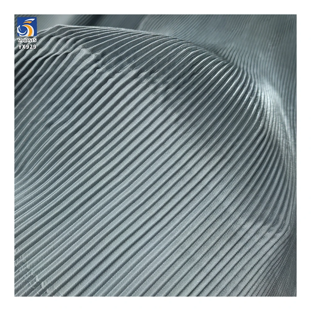 YX929 Minimum Order Quantity 5 Yards Polyester Smooth and Soft Satin Pleated Fabric Satin Pleated Dress Fabric for Women - 图片 3