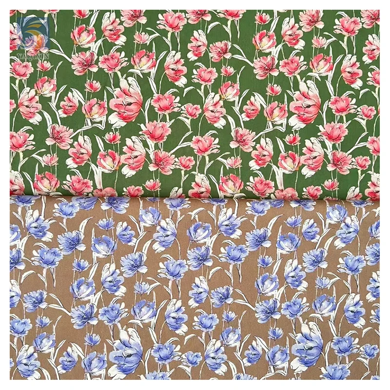 Free Samples Stock Lot Woven Small Floral Cotton Lawn Fabric Poplin 100 Cotton Printed Fabric