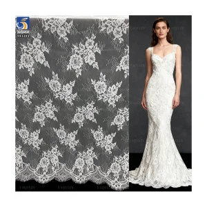 YX1205 New Austrian Tulle Lace Fabric 2026 White 10 Yards Embroidery High-Quality Eyelash Design Lace Fabric Textiles