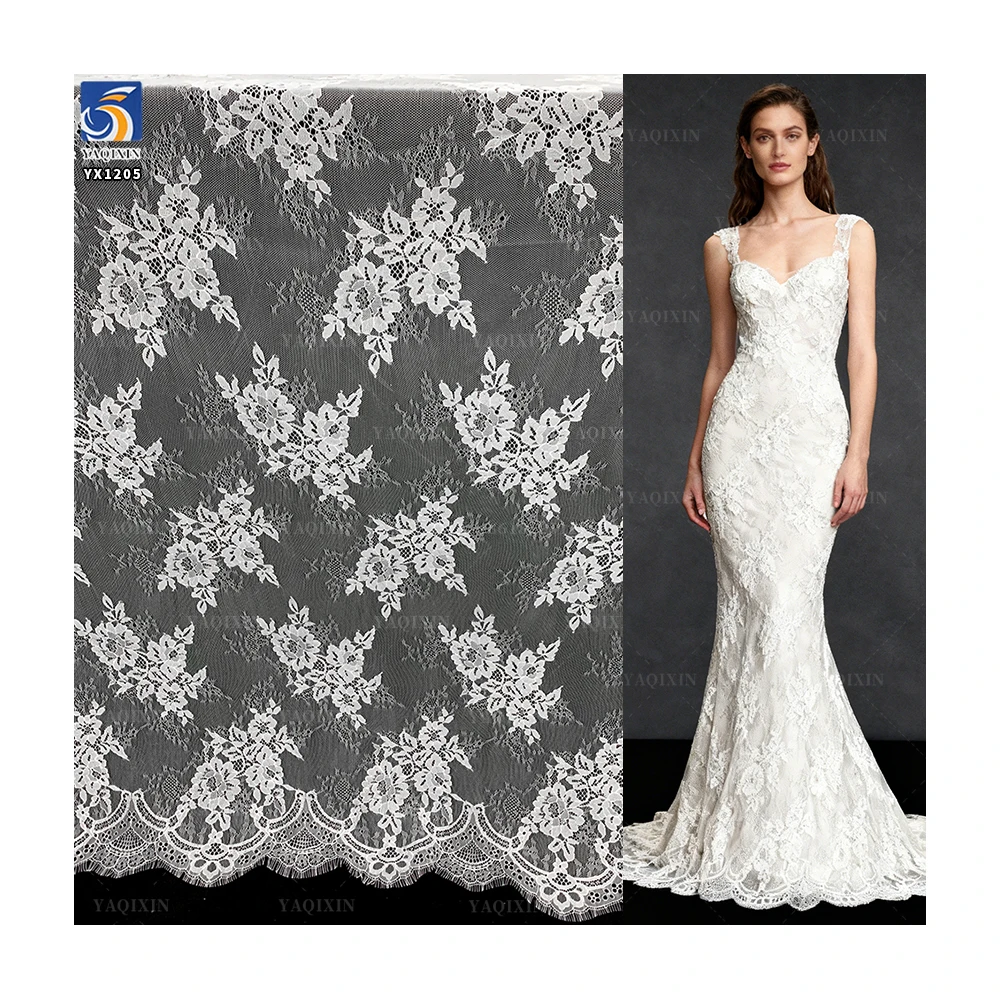 YX1205 New Austrian Tulle Lace Fabric 2026 White 10 Yards Embroidery High-Quality Eyelash Design Lace Fabric Textiles