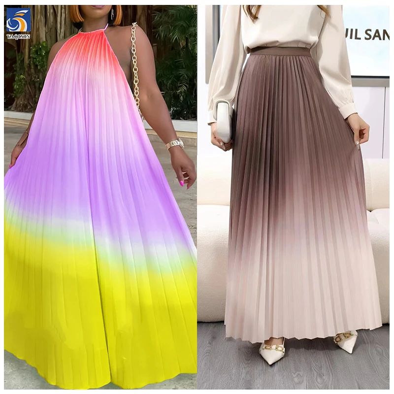 YX506 Custom Asymmetric Pleated Silk Satin Fabric Nigeria Hot Selling Style - 图片 4