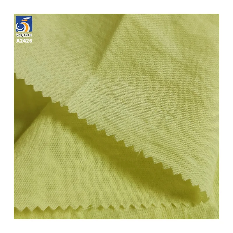 A2426 100g/m² Lightweight Sea Salt Cotton Washed Wrinkled Dress Fabric 90% Cotton 10% Nylon Plain Poplin Fabric for Dress - 图片 6