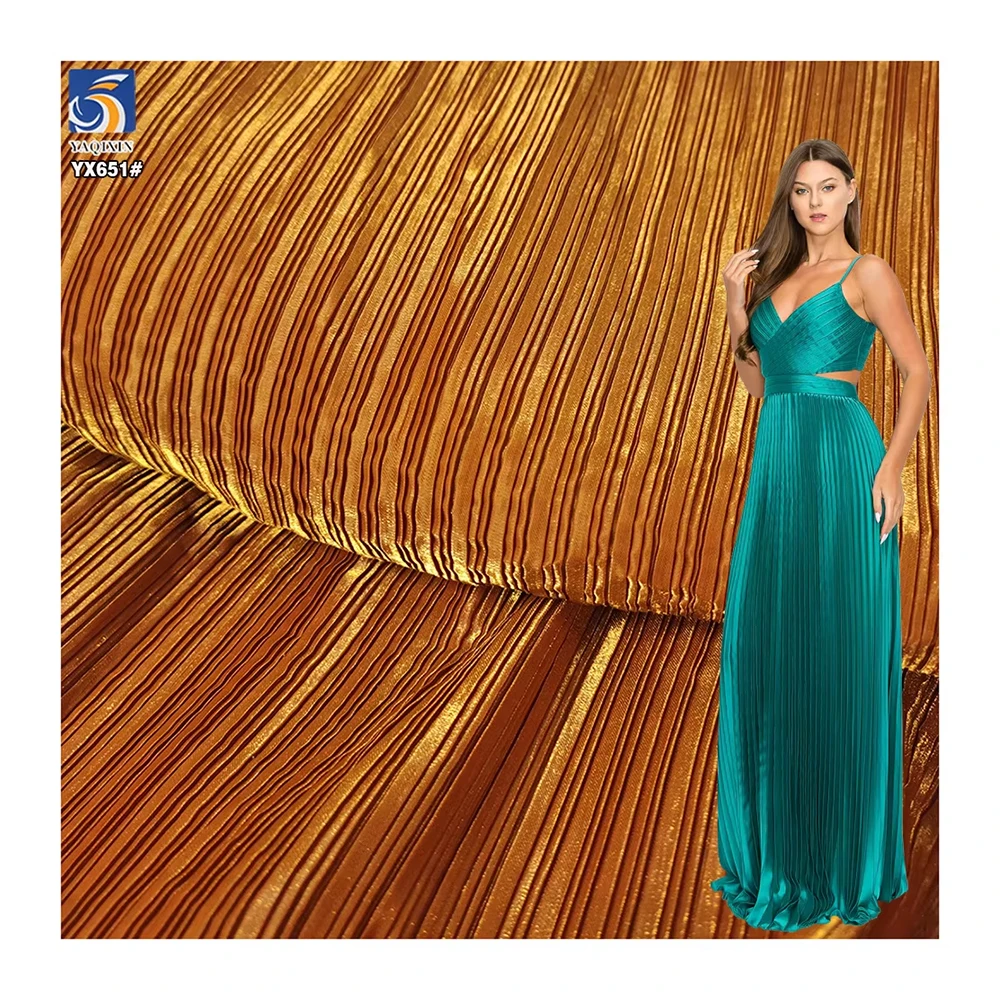 YX651-1 New Technology 2025 100 Polyester Pleated Fabric Pants Elegant Dress Liquid Organza Pleated Fabric