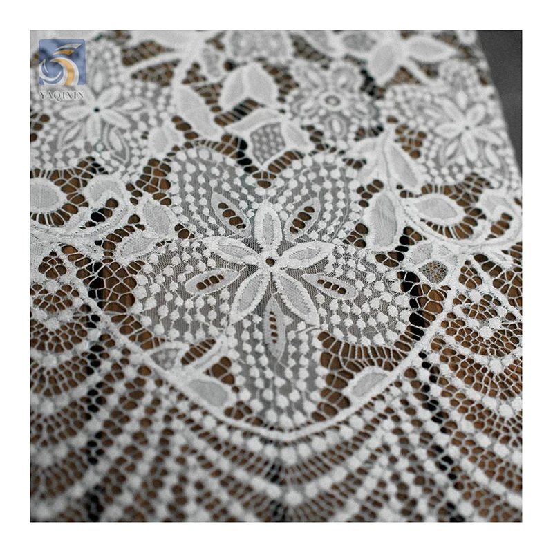 China Factory Design 42 Color Dyeing Knitted Mesh White Wedding Lace Fabric Eyelash Lace Fabric 44CM*300CM - 图片 5