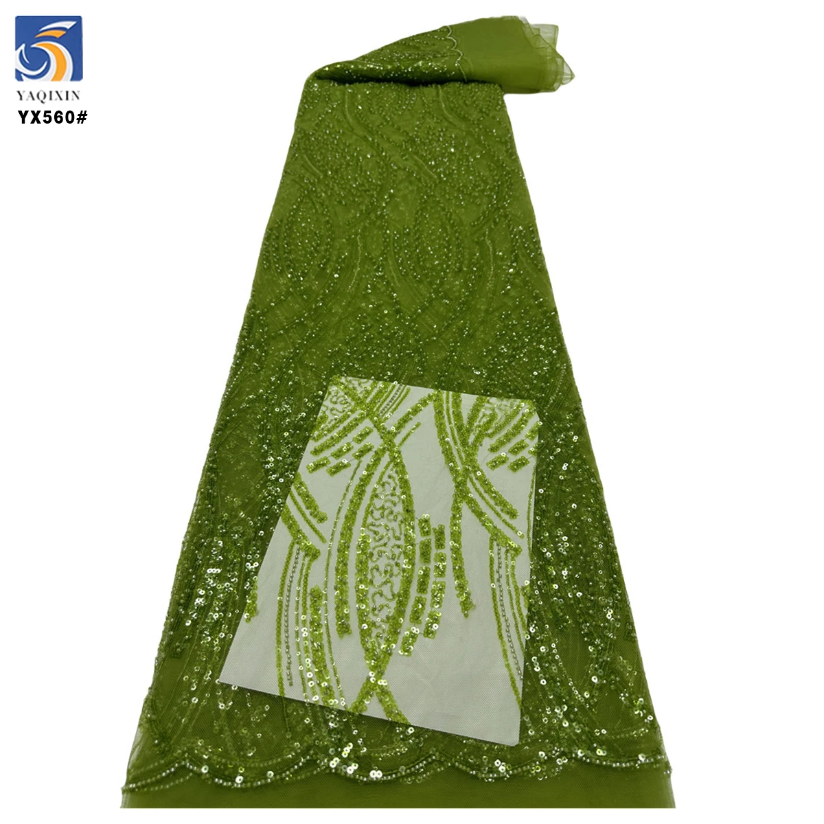 YX560 African Sequin Nigerian Lace Fabric 2025 Glittering Metallic Sequined Lace Fabric for Dance Dresses - 图片 5