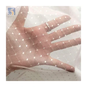 High Quality Polyester Mesh Jacquard Swiss Dots Fabric Vintage Veiling Fabric Bridal White Veil Tulle Fabric