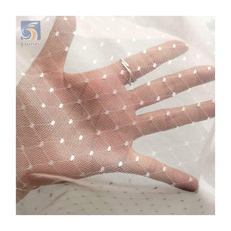 High Quality Polyester Mesh Jacquard Swiss Dots Fabric Vintage Veiling Fabric Bridal White Veil Tulle Fabric