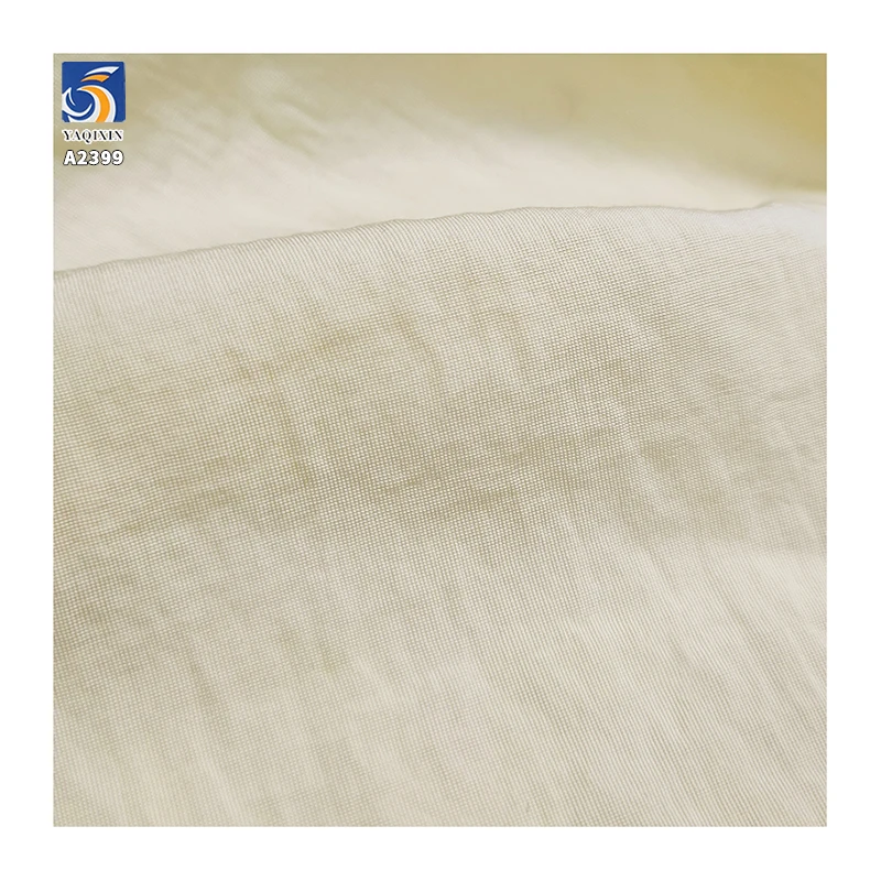 A2399 110gsm Lightweight and Breathable Imitation Linen 63% Rayon 37% Nylon Beige Dress Fabric Soft Wrinkled Woven Fabric - 图片 4