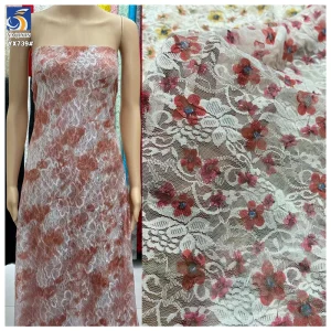 YX739 Colorful Floral Print Vintage Chantilly Lace Fabric for Skirts Woman Stretch Mesh Printed Fabric