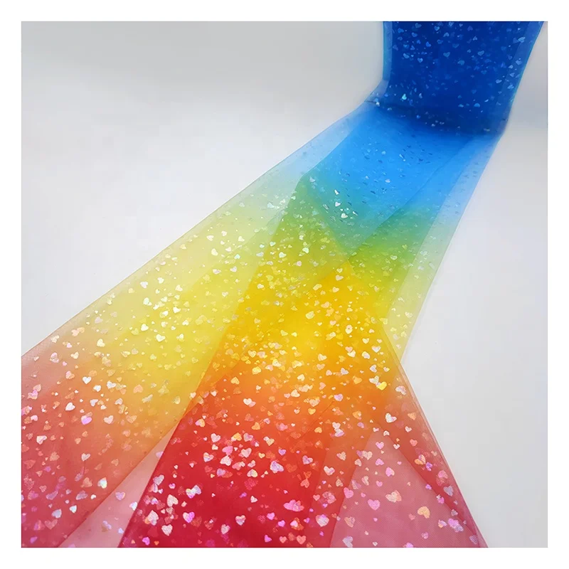 S22 High Quality Fancy Design Good Price Five Tone Gradient Color Sheer Illusion Tulle Fabric for Women Dress - 图片 3