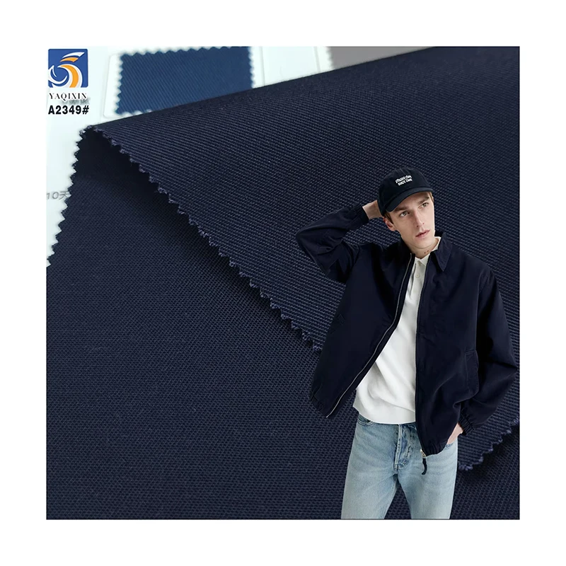 A2349 Blue Black 245gsm Anti-Wrinkle Twill Fabric TC 65% Polyester 33% Cotton 2% Spandex Stretch TC Twill Fabric