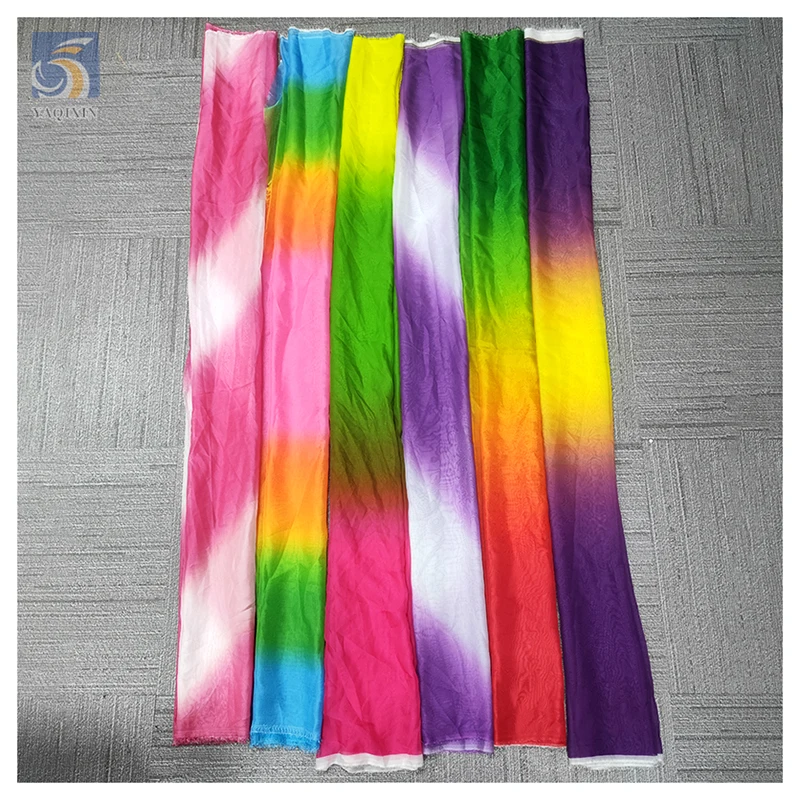 YX2088 Premium Polyester Soft Ombre Silk Chiffon Fabric Rainbow Digital Print Fabric Gradient - 图片 6