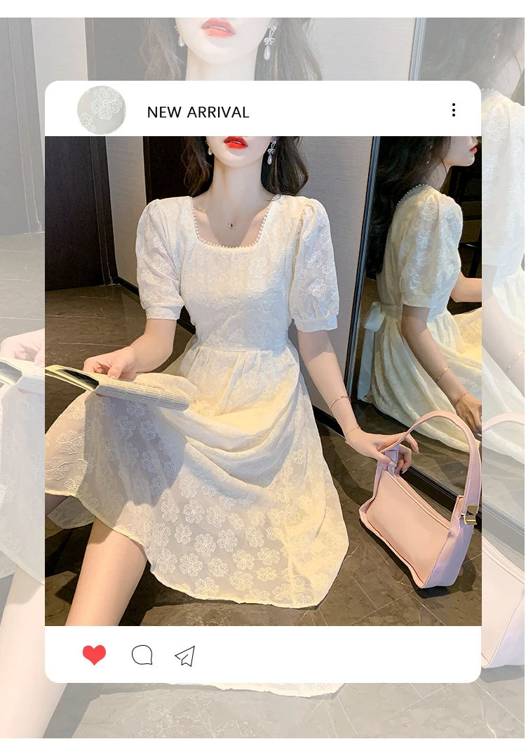 YX2724 High Quality Milk Silk White Flowers Chiffon Fabric for Dress Fancy Embroidery Chiffon Fabric - 图片 5