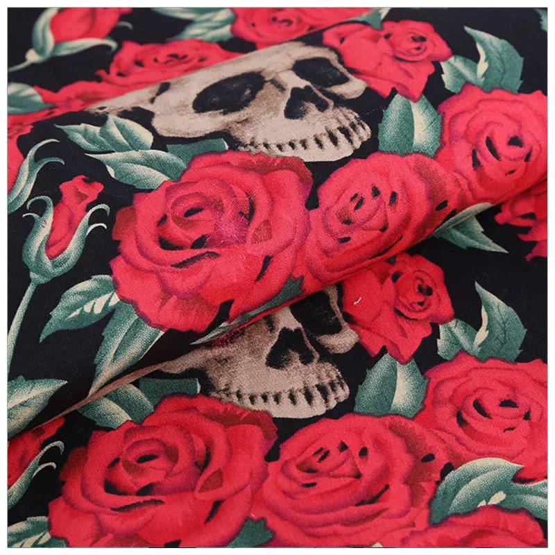 YX880 Quirky Custom Poly Digital Printed Holiday Fabric Rose Flower Clown Halloween Fantastic Style Printed Tulle Mesh Fabric - 图片 5