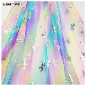 New Trend Four-Color Change Color Twill Polyester Fabric Digital Print Mesh Tulle Stage Costumes Skirt Fabric