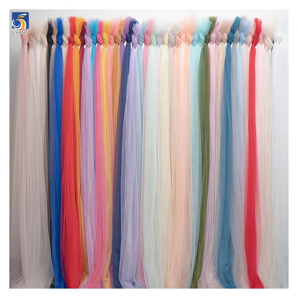 ZP-8 Lightweight Knitted Nylon Wedding Clothing Tulle Fabric White 100% Polyester 50A Mesh Fabric 5 Yards Tulle Textiles - 图片 6