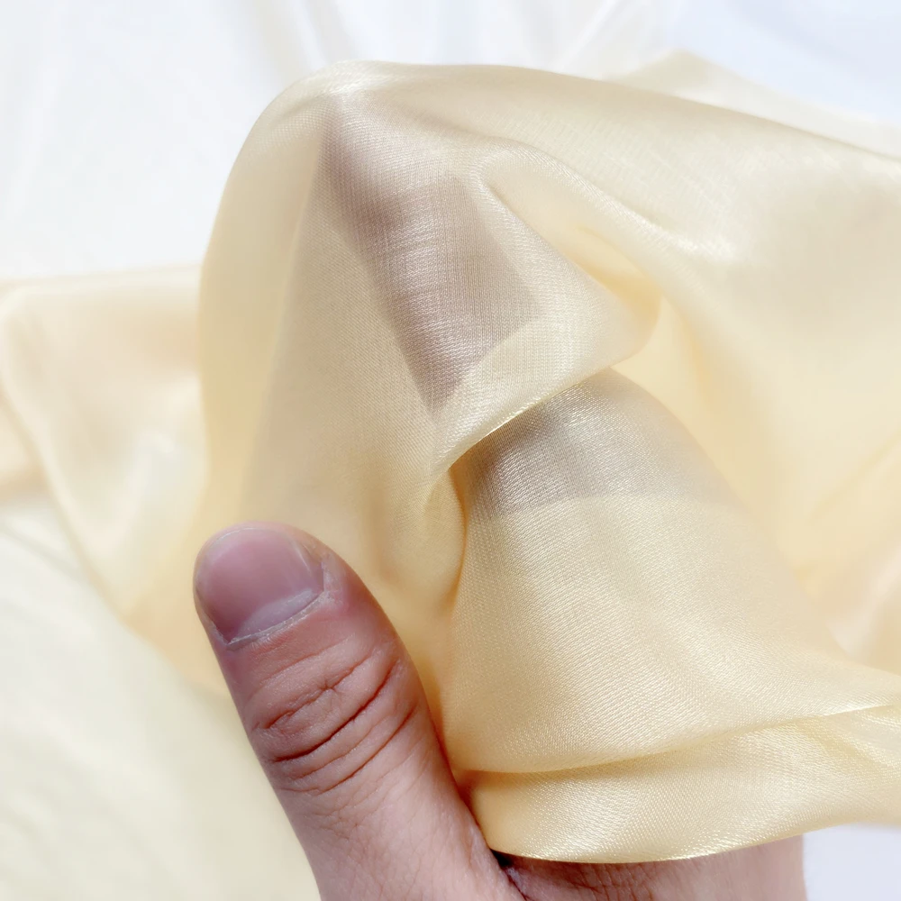 YS-12-1 Popular 100%Polyester Liquid Organza and Mikado Fabric for Woman Shiny Party Dress Organza Fabric - 图片 4
