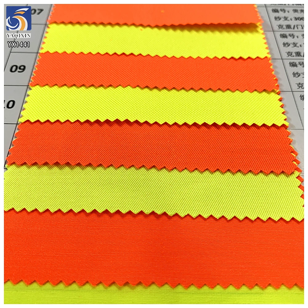 YX1441-1 EN20471 230gsm Hi Vis Fluorescent Fabric 50/50 Poly Cotton Twill Waterproof Fabric for Safety Vest Jacket Workwear - 图片 2