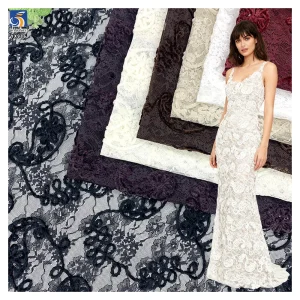 YX986 New Type Design Chenille Cashew Pattern Paisley Lace Fabric With Sequin Embroidered Mesh Chantilly Paisley Lace Fabrics
