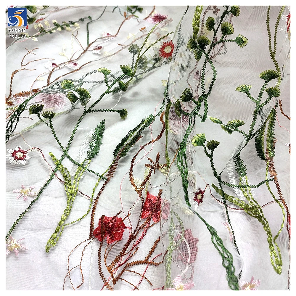 3D Embroidered Floral Wedding Veil Gown Lace Fabric Muslim Abaya Dubai Laces Embroidery Lace Fabric - 图片 5