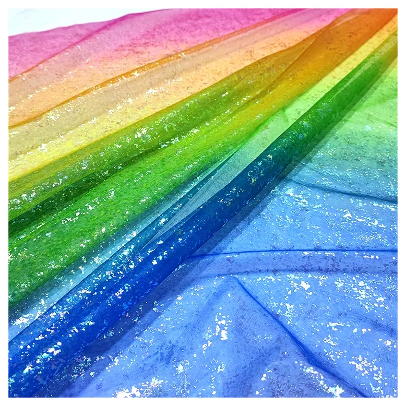 YX2047 Superior Quality Rainbow Tulle Fabric Colorful Fabric for Tulle Dress - 图片 4